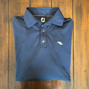 FootJoy Performance Golf Long Sleeve Dark Blue Navy Collared Polo Shirt M